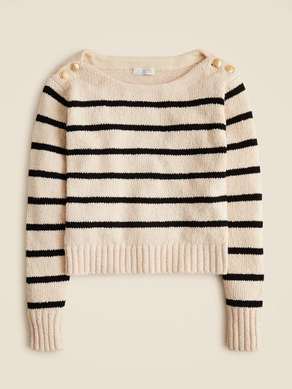 J. Crew Marina Boatneck Sweater with Gold Buttons ~ Size Medium